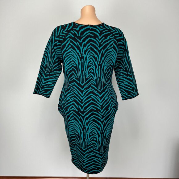 i.b.b.i. Womens Plus Zebra Stripe Bodycon Dress Cyan Blue Black Knit size 22 - Picture 7 of 12